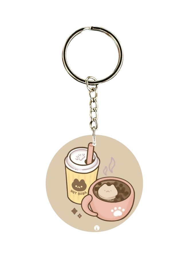 BP Coffee Cup Printed Keychain