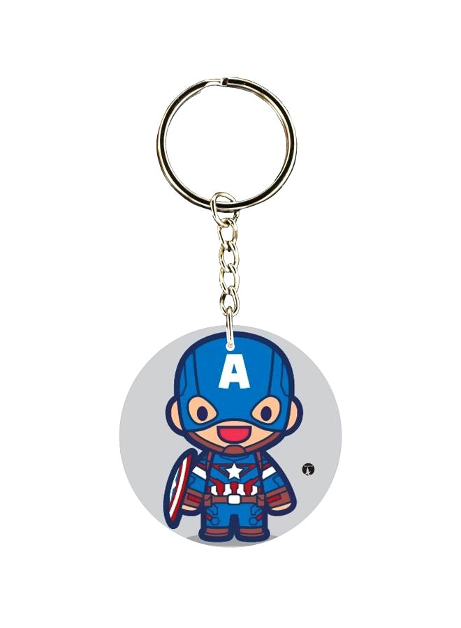 BP Captain America Printed Dual Sided Keychain 