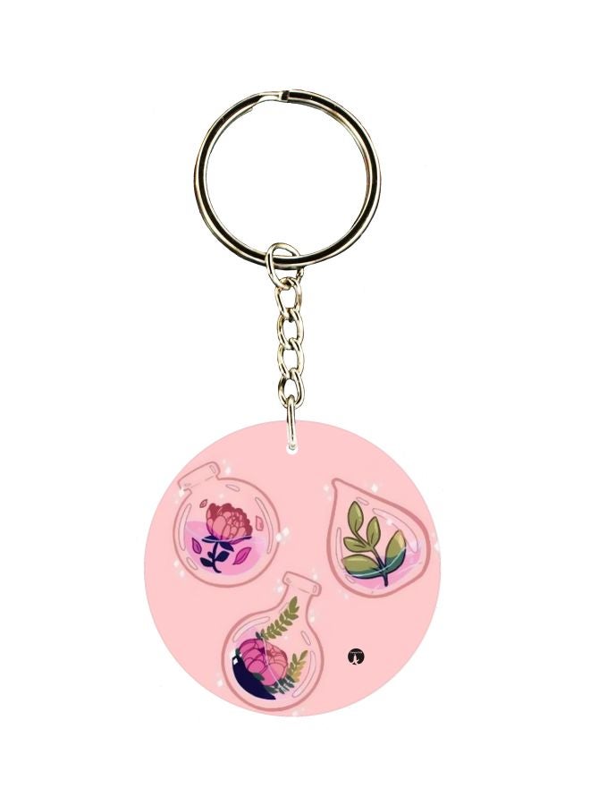 BP Flower Printed Dual Sided Keychain