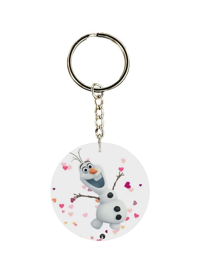 BP Double Sided Snowman Cartoon Printed Keychain 
