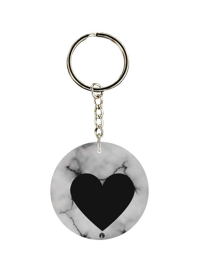 BP Double Sided Heart Printed Keychain