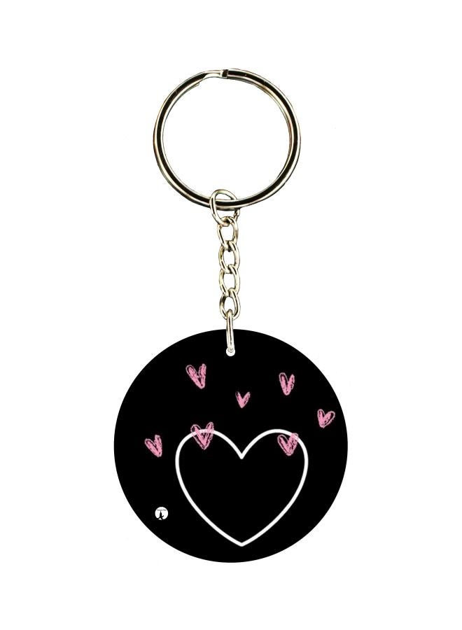 BP Double Sided Heart Printed Keychain