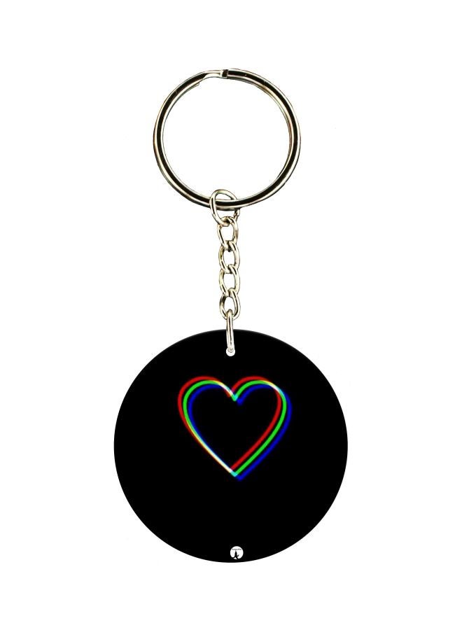BP Double Sided Heart Printed Keychain