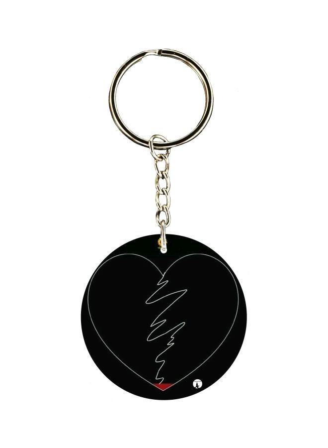 BP Double Side Heart Printed Keychain