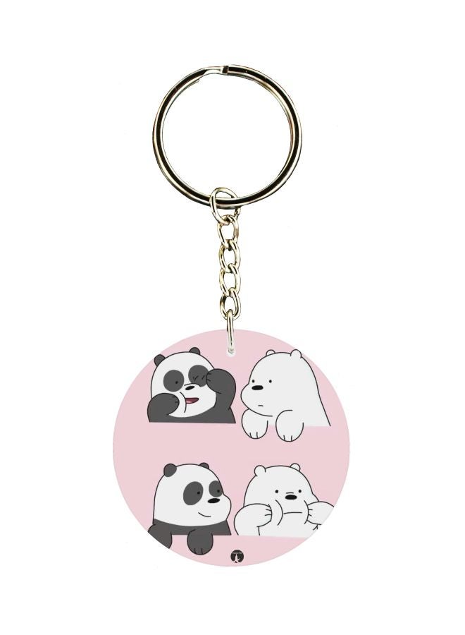 BP Double Sided Panda Themed Printed Keychain