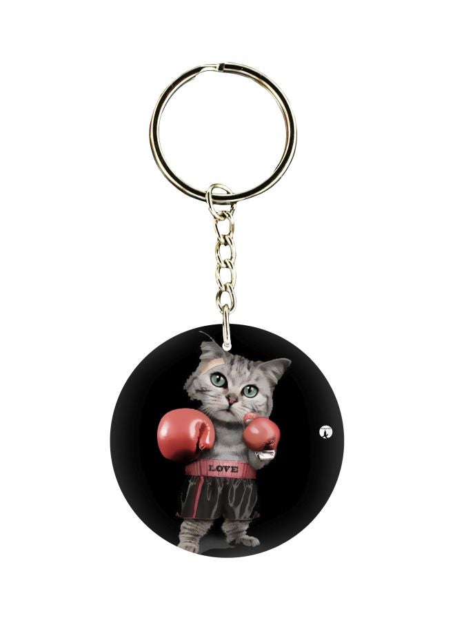 BP Double Sided Wrestler Cat Printed Keychain