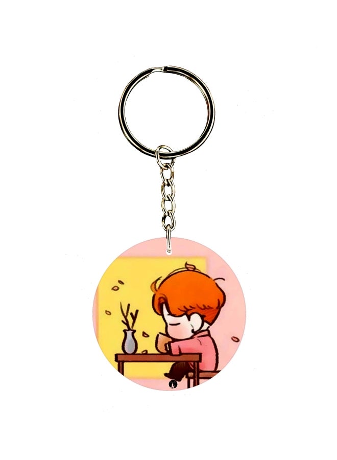 BP Cartoon Boy Printed Dual Sided Keychain 