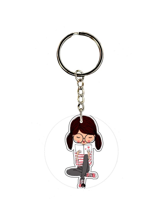 BP Cartoon Girl Printed Dual Sided Keychain