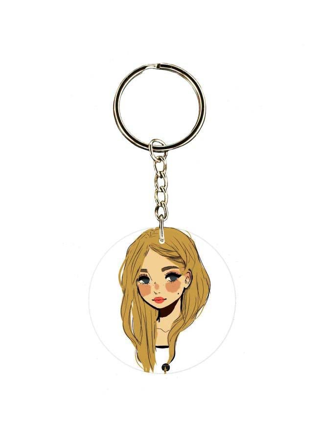 بي بي سلسلة مفاتيح بطبعة رسمة كرتونية لفتاة