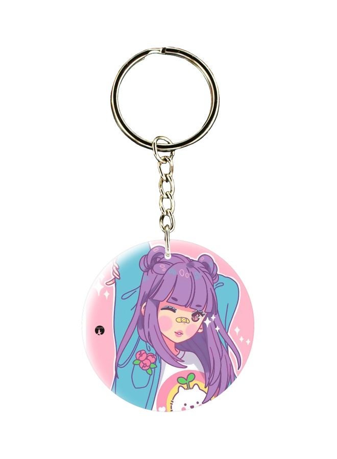BP Cartoon Girl Printed Keychain