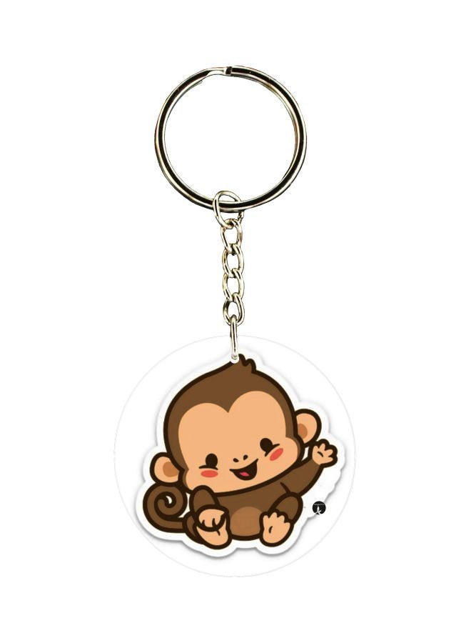 BP Cartoon Monkey Printed Double Sided Keychain