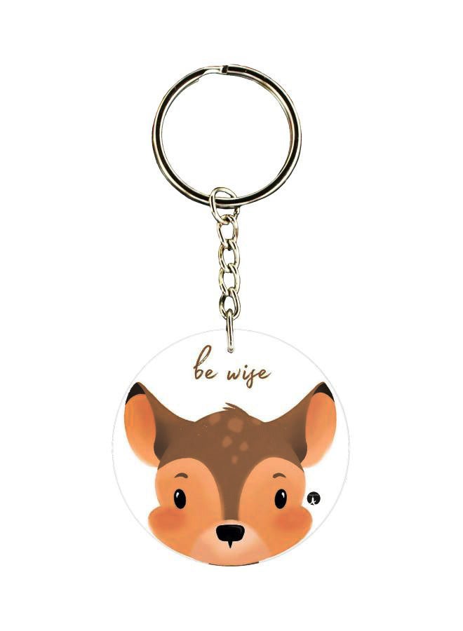 بي بي سلسلة مفاتيح بطبعة غزال وعبارة "Be Wise " على الجانبين