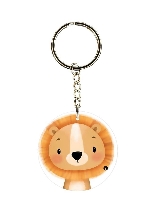 بي بي سلسلة مفاتيح بطبعة رسومات كرتونية لأسد على الجانبين