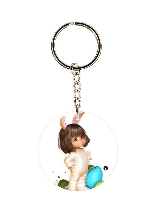 BP Cartoon Girl Printed Double Sided Keychain