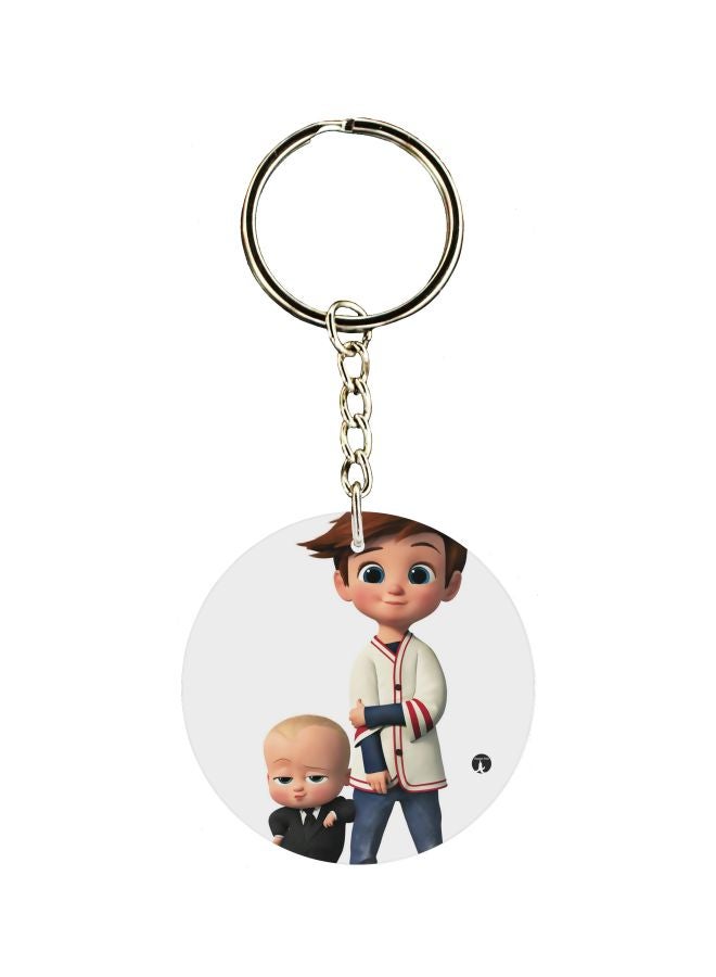 BP Boy And Baby Printed Double Sided Keychain