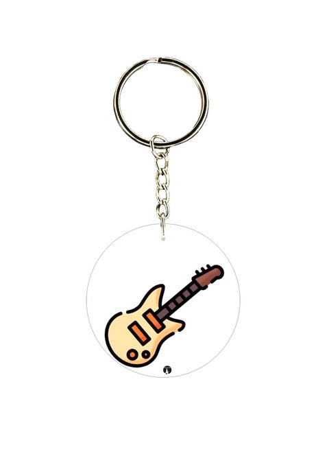 Guitar Printed Double Sided Keychain