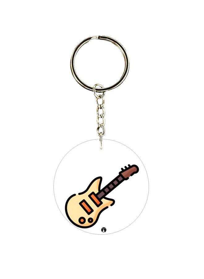 Guitar Printed Double Sided Keychain