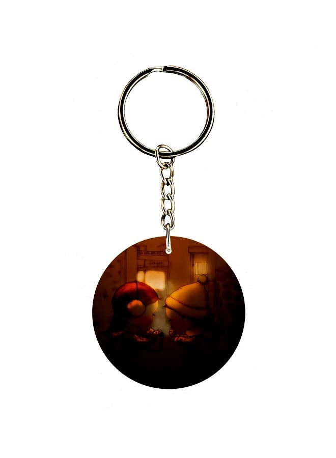 بي بي سلسلة مفاتيح بوجهين بطبعة رسوم كرتونية