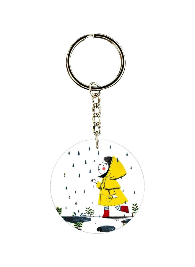 BP Double Sided Child In Rain Printed Keychain
