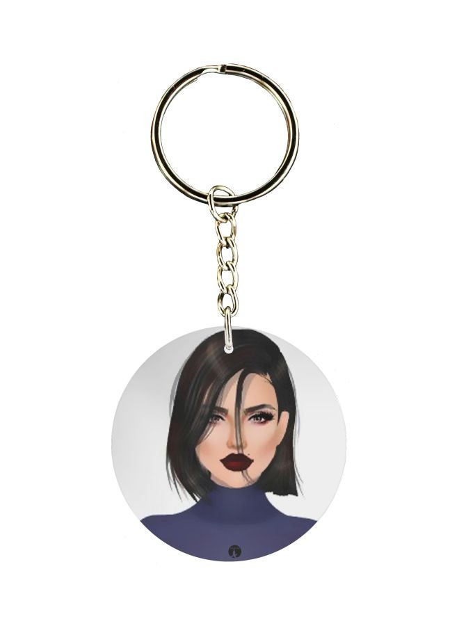BP Girl Face Printed Double Sided Keychain