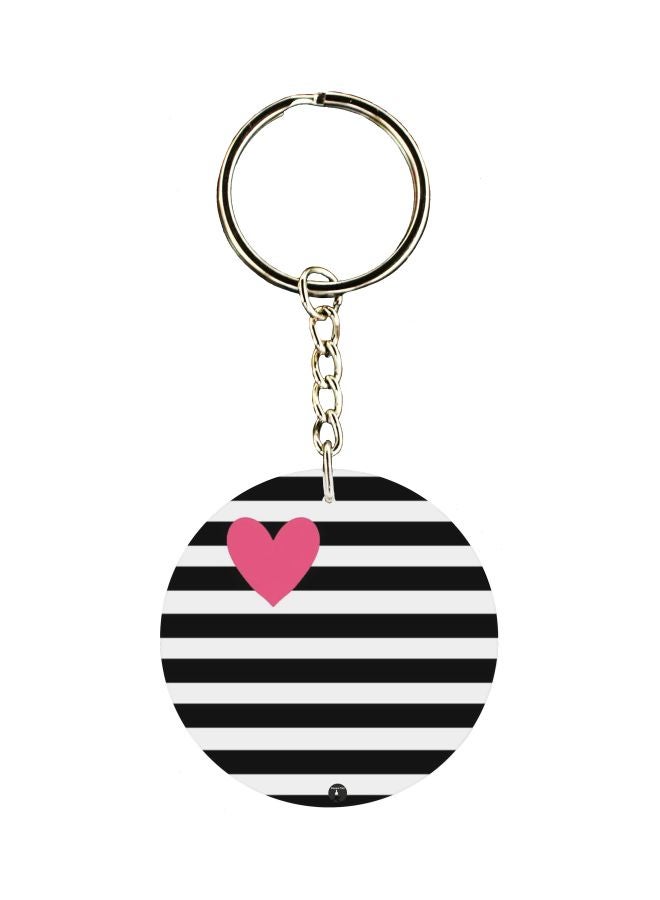 BP Heart Printed Double Sided Keychain