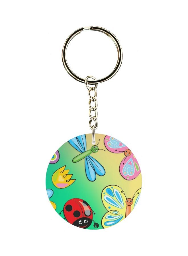 BP Insects And Flowers Printed Double Sided Keychain