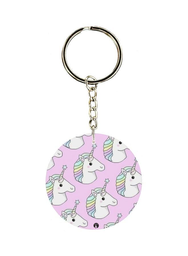 BP Unicorn Face Printed Double Sided Keychain