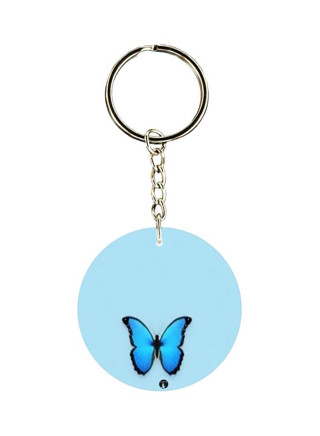 BP Butterfly Printed Double Sided Keychain