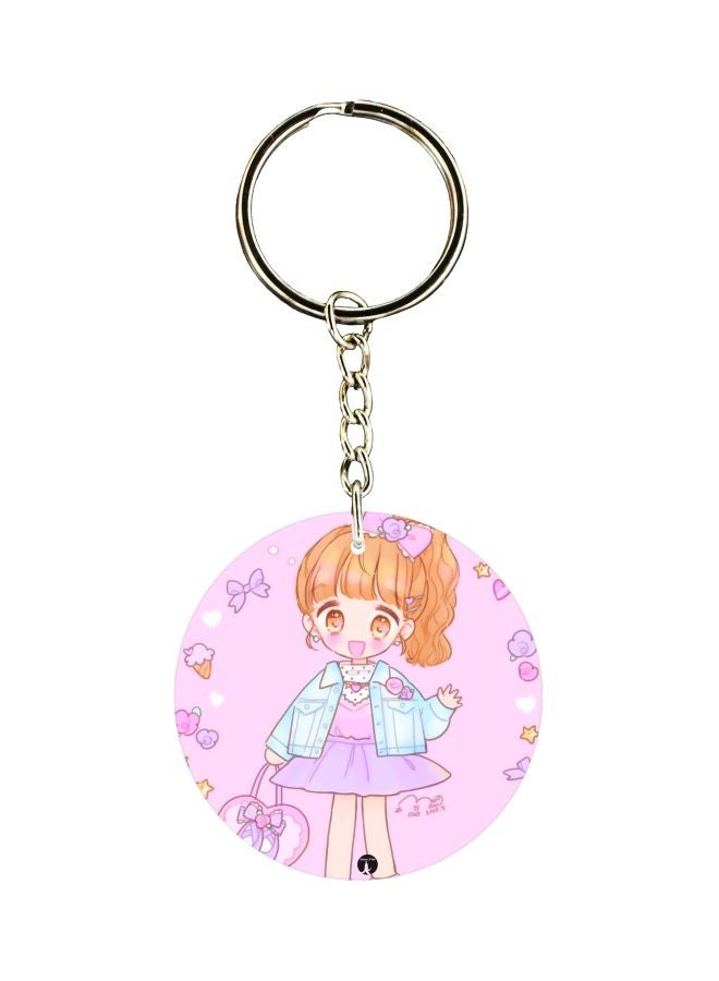 بي بي سلسلة مفاتيح بوجهين بطبعة رسوم كرتونية