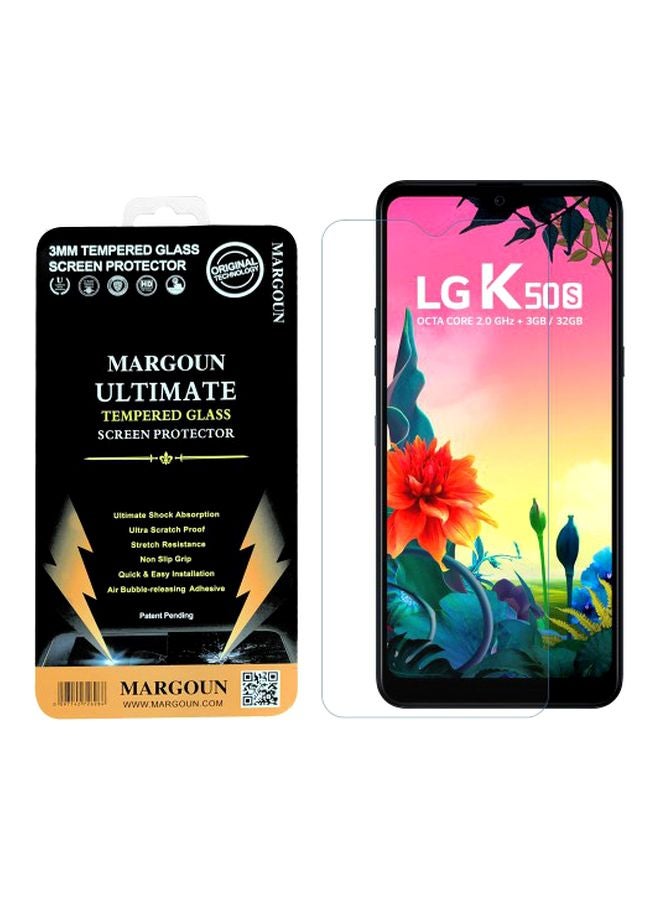 مارجون لاصقة حماية فاخرة للشاشة من الزجاج المقوى لهاتف إل جي K50S شفاف - Image 2