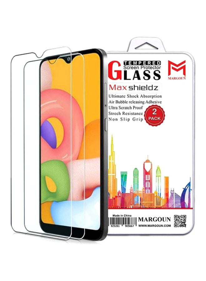 مارجون مجموعة لاصقات حماية ماكس شيلد للشاشة من الزجاج المقوى لهاتف سامسونج جالاكسي A01، قطعتان شفاف - Image 2