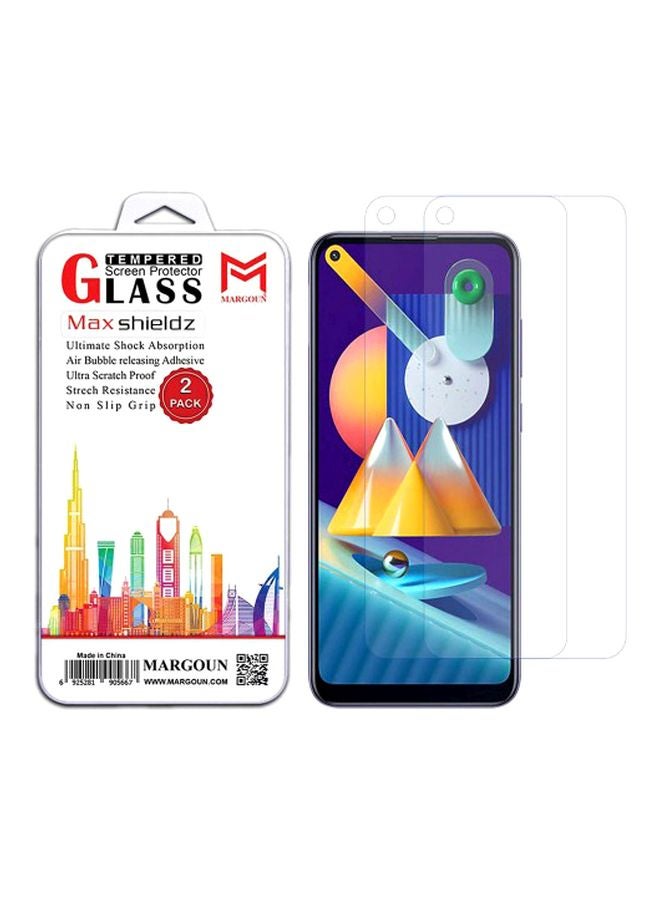 MARGOUN Pack Of 2 Max Shield Tempered Glass Screen Protector For Samsung Galaxy M11 Clear - Image 2