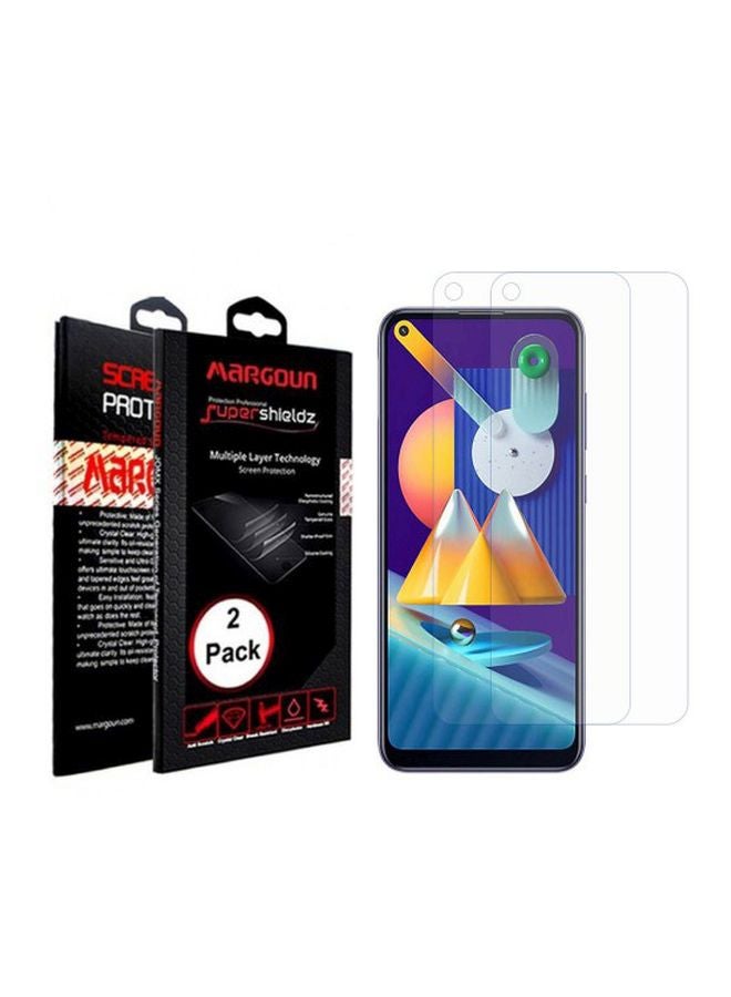 مارجون مجموعة لاصقات حماية سوبر شيلدز للشاشة من الزجاج المقوى لهاتف سامسونج جالاكسي M11، قطعتان شفاف - Image 2