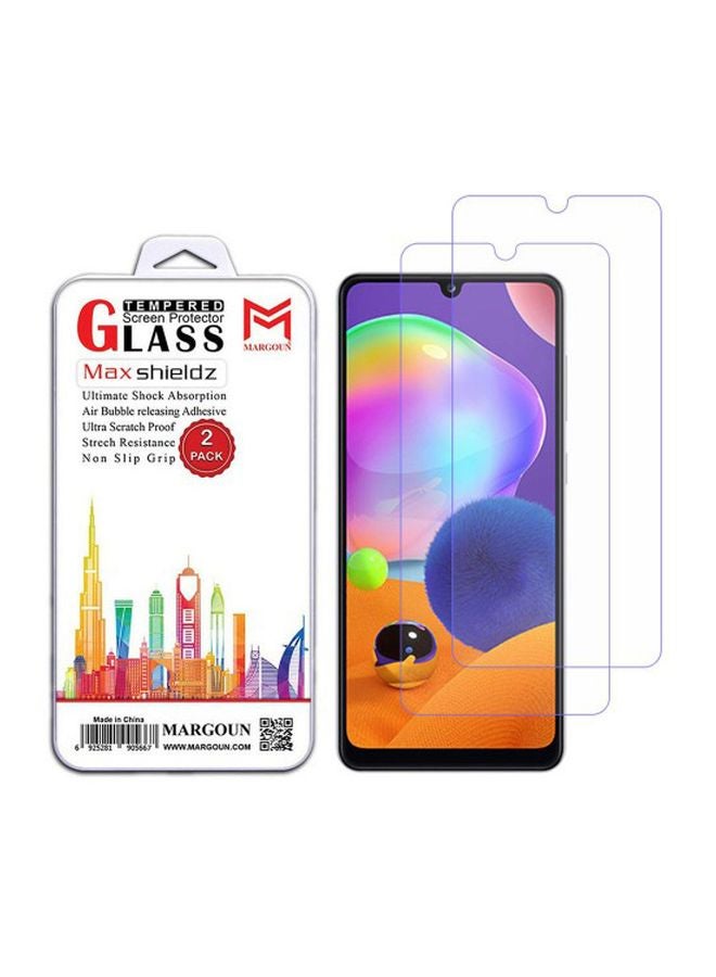 MARGOUN Pack Of 2 Max Shield Tempered Glass Screen Protector For Samsung Galaxy A31 Clear - Image 2
