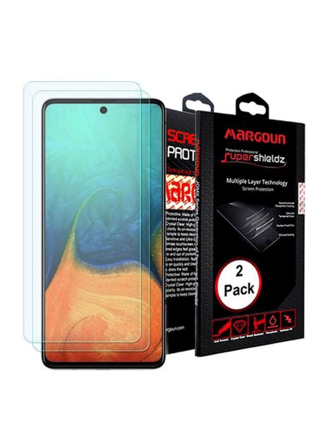 مارجون مجموعة لاصقات حماية سوبر شيلدز للشاشة من الزجاج المقوى لهاتف سامسونج جالاكسي A71، قطعتان شفاف - Image 2