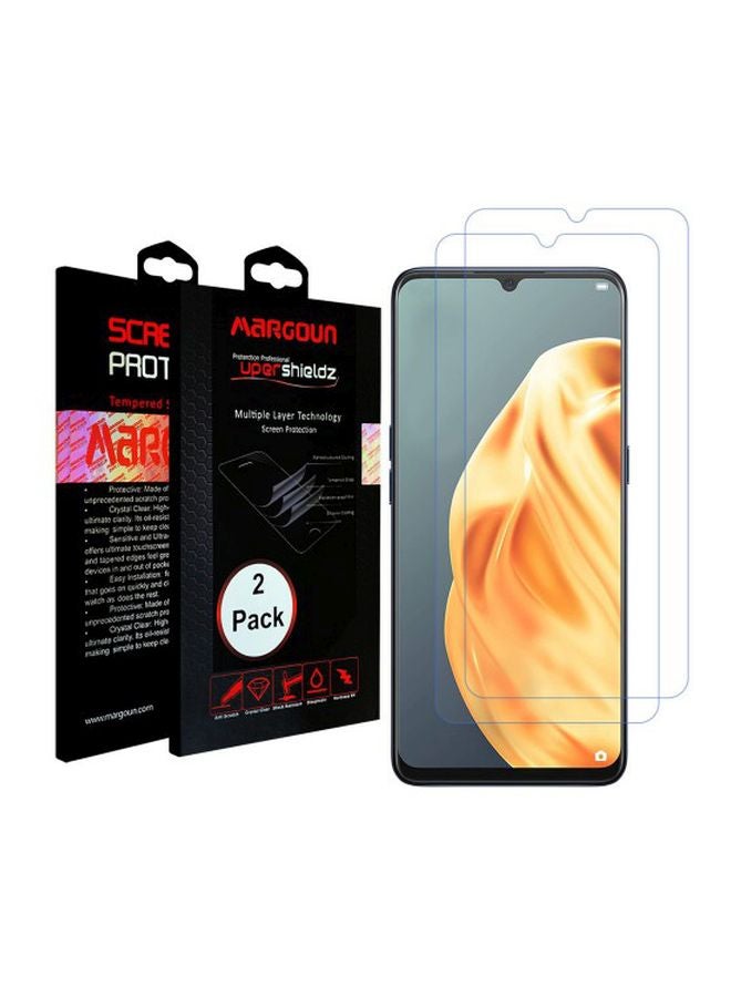 مارجون مجموعة لاصقات حماية للشاشة من الزجاج المقوى سوبر شيلدز مكونة من قطعتين لهاتف أوبو A91 شفاف - Image 2