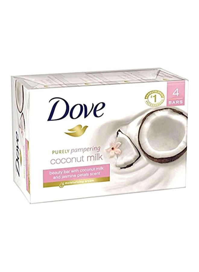 دوف مجموعة ألواح صابون الجمال بيورلي بامبرينج الغني بحليب جوز الهند وبتلات الياسمين بحجم 100 جرام مكونة من 4 قطع - Image 1