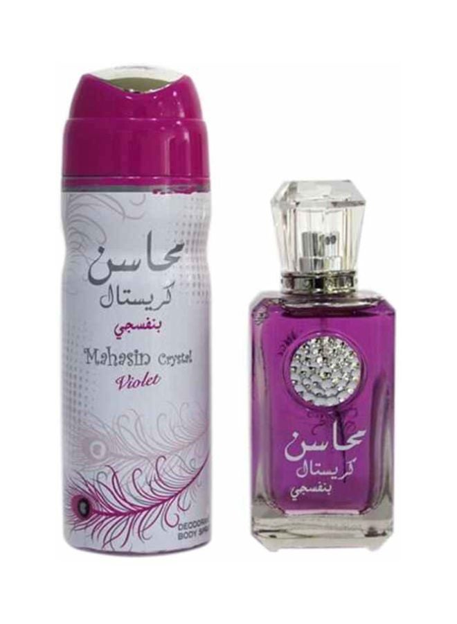 لطافة مجموعة هدايا محاسن كريستال بنفسجي EDP 100 ml, Deodarant 200ملليلتر 