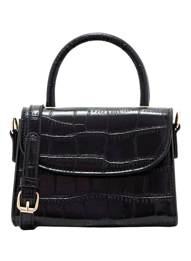 ELLA - Mock Croc Crossbody Bag Black - Image 1
