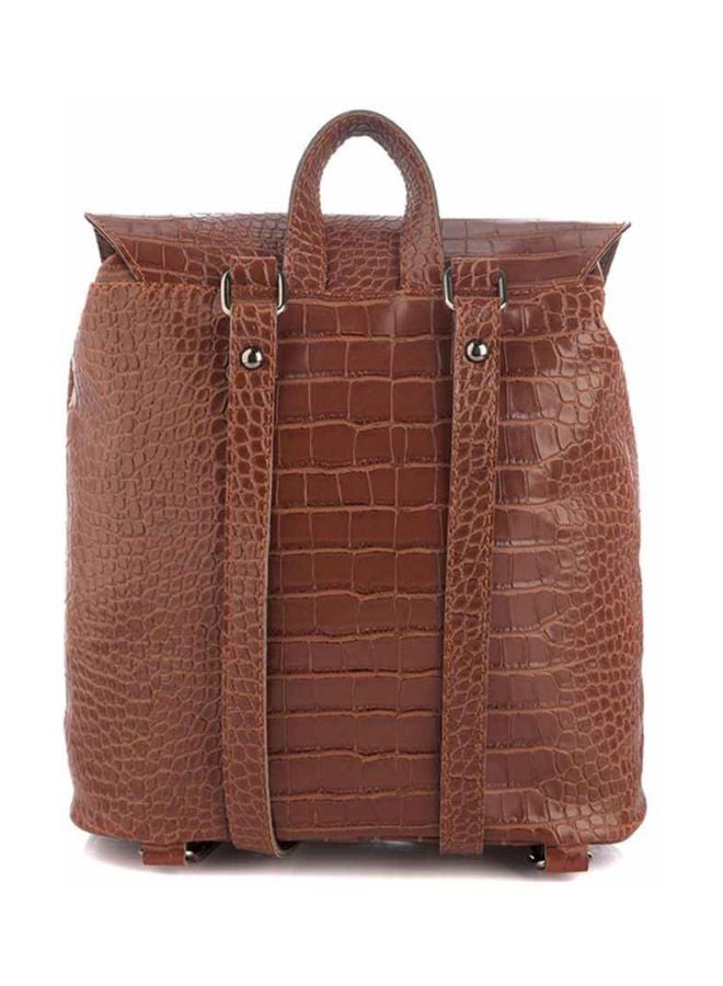 Croc Skin Effect Backpack Brown