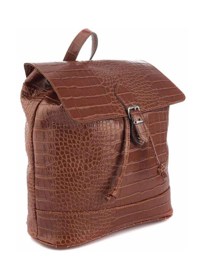 Croc Skin Effect Backpack Brown