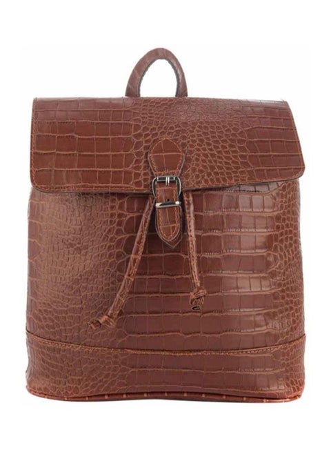 Croc Skin Effect Backpack Brown