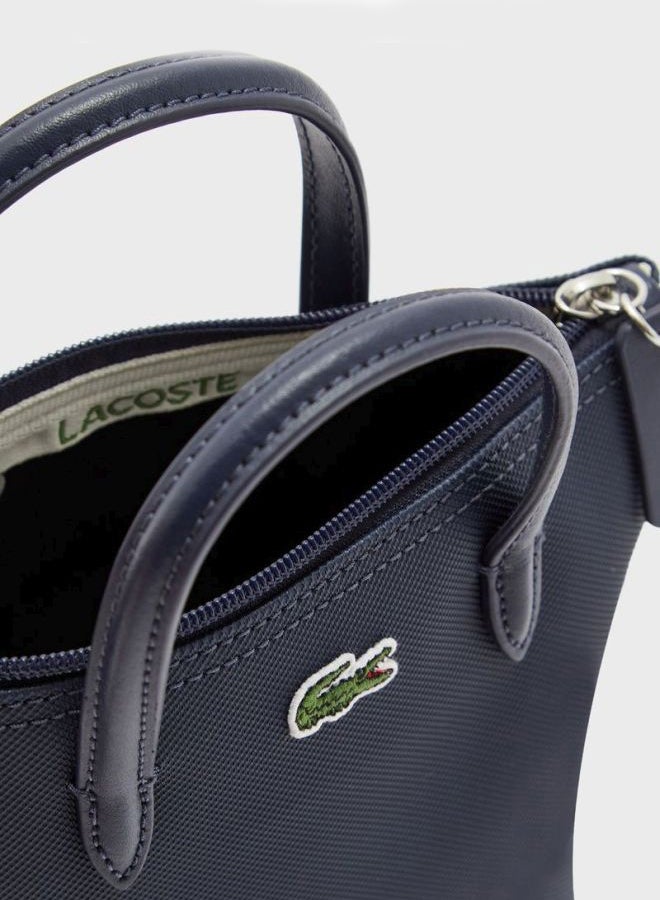لاكوست حقيبة كروس مع حزام وقبضة علوية صغيرة أزرق - Image 4