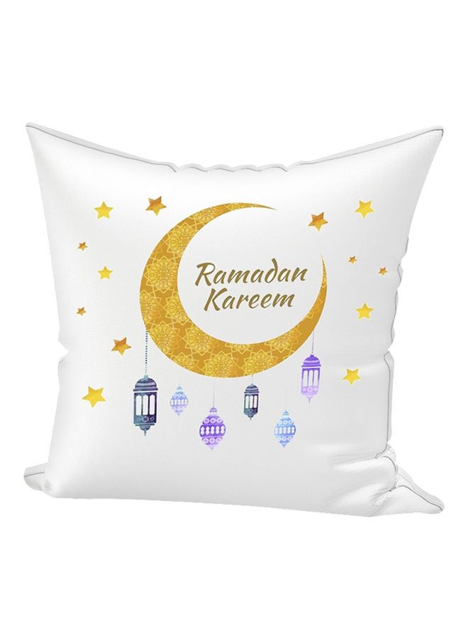 ريغال إن هاوس وسادة زينة مطبوع عليها عبارة "Ramadan Kareem" أبيض/ أصفر/ أرجواني 45x45سم - Image 1