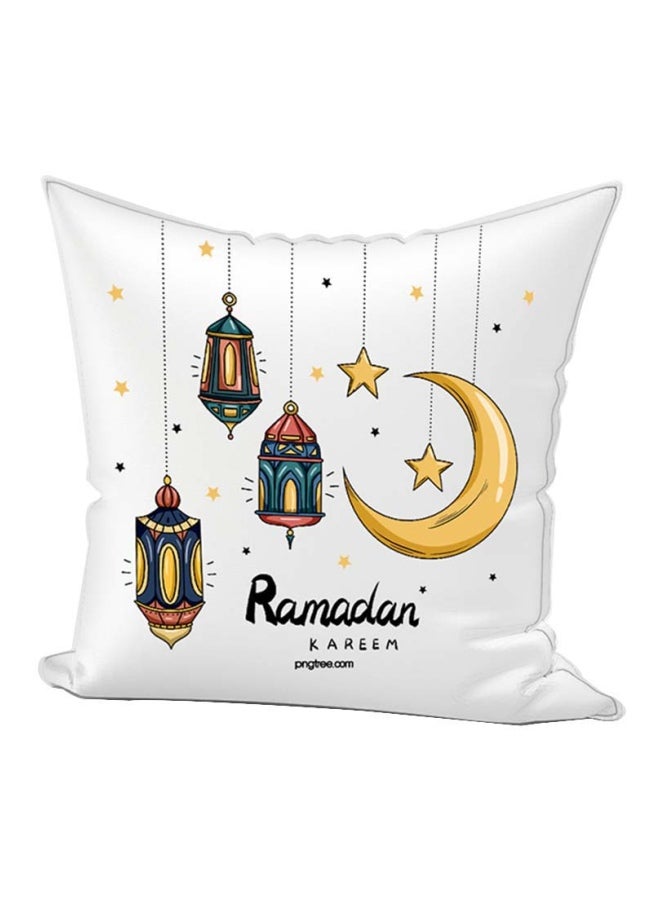 REGAL IN HOUSE Decorative Ramadan Kareem Printed Throw Pillow White/Yellow/Blue 65x65cm  - Image 1