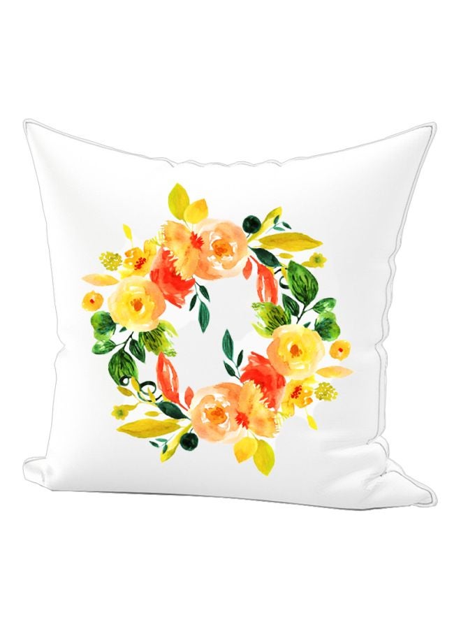 REGAL IN HOUSE Decorative Flower Printed Throw Pillow White/Yellow/Red 40x40cm  - Image 1