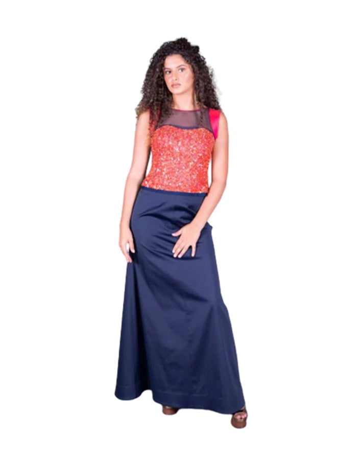 Sana'a Kayum Classic Sleeveless Crop Top Scarlet/Blue  - Image 1