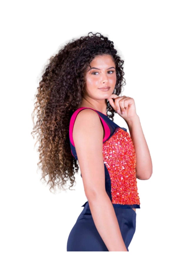 Sana'a Kayum Classic Sleeveless Crop Top Scarlet/Blue  - Image 2