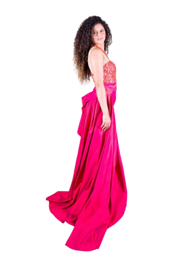 Sana'a Kayum - Sequenced Evening Gown Raspberry - Image 1