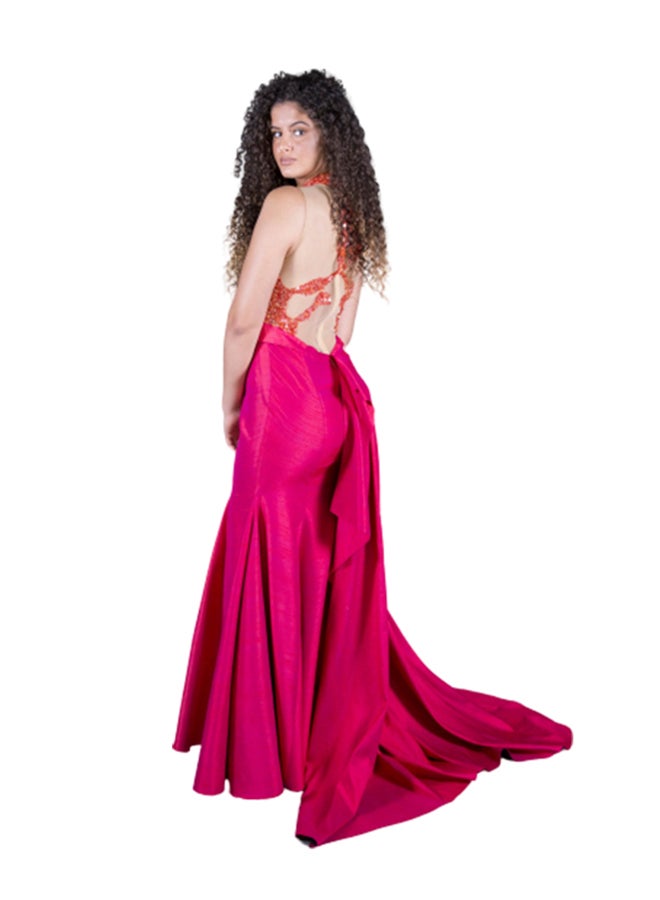 Sana'a Kayum - Sequenced Evening Gown Raspberry - Image 1